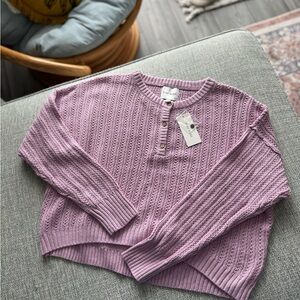 Pink Rose Lavender Button-Up Knit Top
